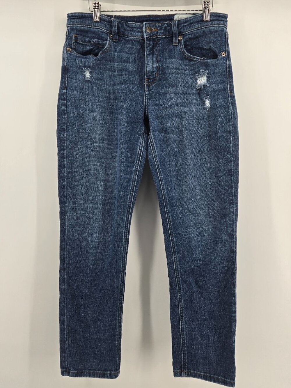 Cosmic Blue Love Distressed Straight-leg Ankle Jeans 27.5" - 31 Medium Wash Blue